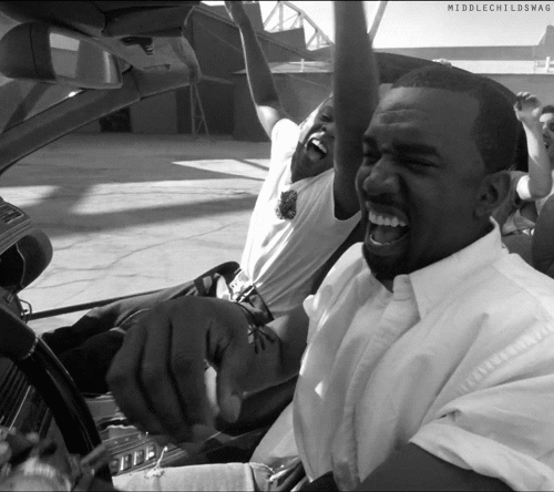 Kanye West driving with Jay-Z
